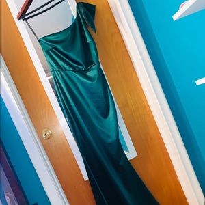 Emerald Green One Shoulder Dress